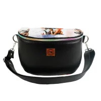 Duża Torebka Nerka Damska - Czarna i Buldogi