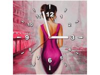 30X30CM ZEGAR RÓŻOWA SUKNIA PARYŻU OBRAZ MALOWANE