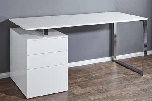 Biurko COMPACT białe - MDF, chrom na Arena.pl
