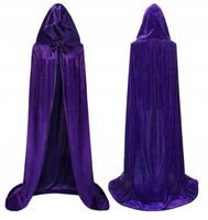 DŁUGA PELERYNA FIOLET CZARODZIEJ WAMPIR STRÓJ NA HALLOWEEN BAL 190CM
