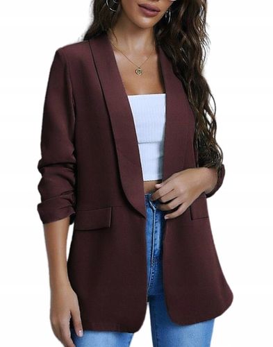 Marynarka damska Żakiet Elegancki Narzutka Czekoladowy Brąz Smokingowa na Arena.pl