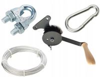 KOŁOWROTEK ZESTAW DO GRILLA SZYBKI MONTAŻ KORBKA linka karabińczyk zacisk