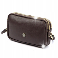 Torebka skórzana DOLLARO mała damska crossbody Gregorio czekolada brąz