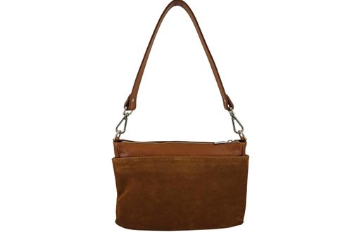 Pojemna torebka listonoszka ze skóry i zamszu - Brązowa jasna na Arena.pl