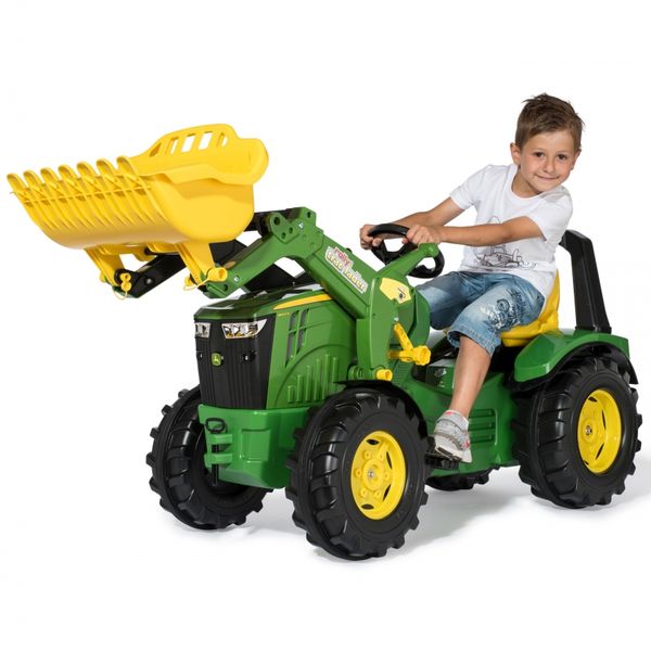RollyX-Trac Premium John Deere Traktor na Pedały Łyżka Ciche Koła 3-10 Lat do 50kg Rolly Toys - Zielony zdjęcie 1