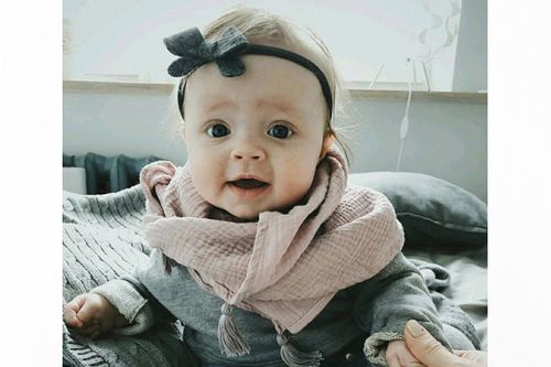 Chusta muślinowa pod szyję dla dzieci frędzle chwosty jasny szary L na Arena.pl