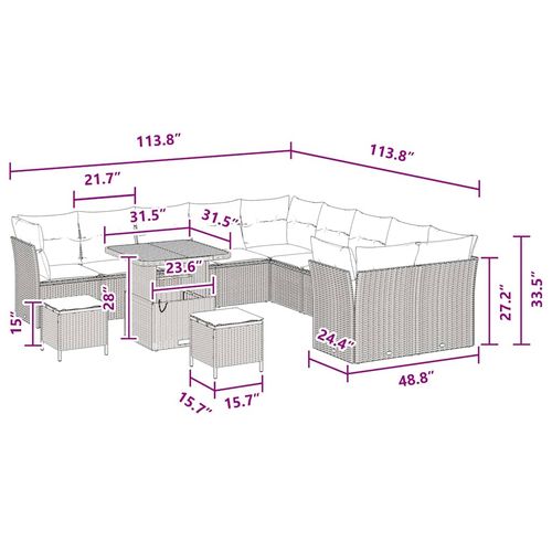 Zestaw Sof na Ogród z poduszką 13 pcs Czarny 80 x 80 x 71 cm na Arena.pl