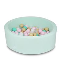 Suchy basen 90x30cm miętowy z piłeczkami 200szt (białe, jasnoróżowe, przezroczyste, beżowe, miętowe)