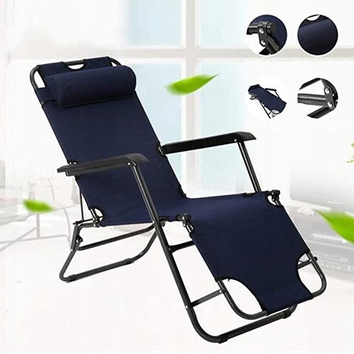 LEŻAK ogrodowy fotel plażowy tarasowy składany 3 pozycyjny granatowy leżank na Arena.pl