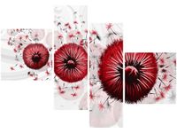 100 70CM OBRAZ 4 ELEM CZERWONE DMUCHAWCE 5 DRUK PŁÓTNO RAMA