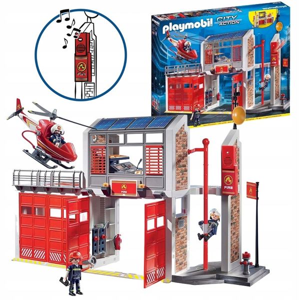 Playmobil Duża Remiza Strażacka 9462 Helikopter Efekty Dźwiękowe Strażak zdjęcie 1
