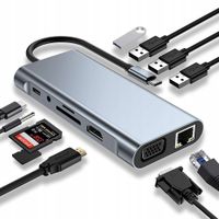 BASEUS ADAPTER HUB PRZEJŚCIÓWKA 11W1 USB TYP C DO 4K HDMI USB VGA SD/TF LAN