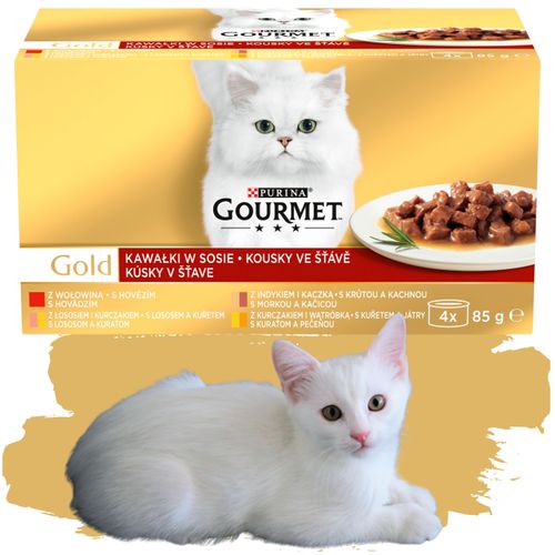 karma mokra dla kota gourmet gold beef 4 x 85g wołowina łosoś indyk kurczak na Arena.pl