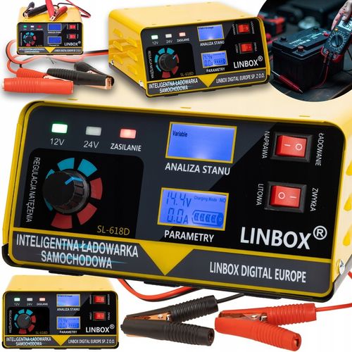 PROSTOWNIK SAMOCHODOWY DO AKUMULATORÓW 24V 12V 20A POLSKIE MENU na Arena.pl