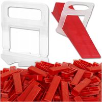 Kliny klipsy zestaw do poziomowania płytek klipsy 1mm 500szt + 100 klinów