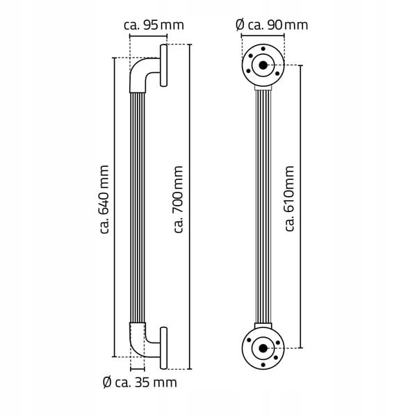 RIDDER Max S uchwyt z ABS, biały, 61 cm zdjęcie 2
