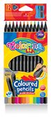 KREDKI OŁÓWKOWE TRÓJKĄTNE CZARNE 12 KOLORÓW 55796PTR COLORINO