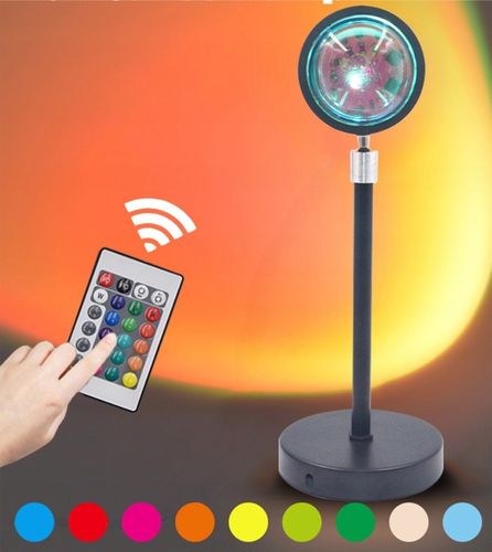 LAMPKA PROJEKTOR LED ZACHÓD SŁOŃCA 16 KOLORÓW LAMPA NOC PREZENT WALENTYNKI na Arena.pl