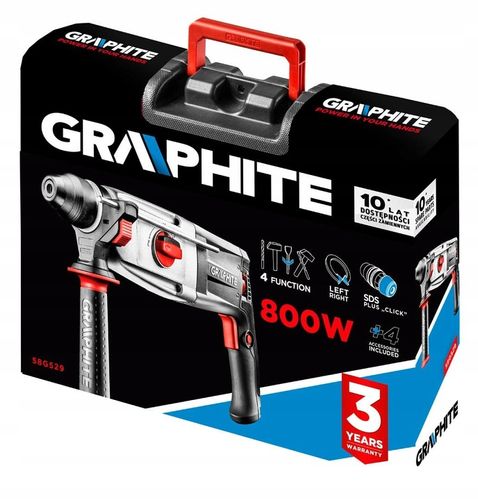 GRAPHITE Młotowiertarka SDS Plus 4 funkcje 800W 3,2J w walizce 58G529 na Arena.pl