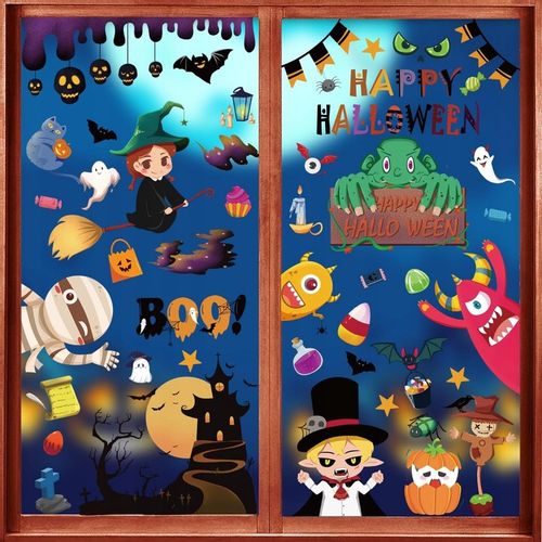 NAKLEJKI NA OKNO HALLOWEEN NA SZYBĘ 9 ARKUSZY DWUSTRONNE DYNIE WZORY DUŻE na Arena.pl