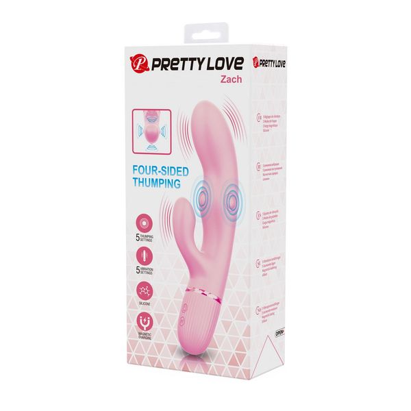 Pretty Love Zach Four-Sided Thumping Rabbit Vibrator – Pink zdjęcie 11