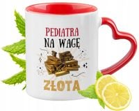 Kubek Czerwony Z Uszkiem W Kształcie Serca Dla Pediatry Na Prezent