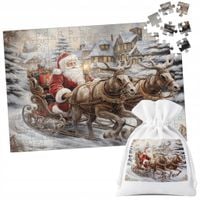PUZZLE TRADYCYJNE - ŚWIĄTECZNE WZORY MIKOŁAJ RENIFER PREZENT - 35 el