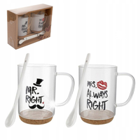 Kubki szklane Mr Mrs Right Florina 380 ml 2 szt. podwójne ścianki