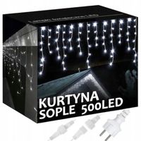 Sople 500 LED Białe Zimne 21M Na Zewnętrzne girlanda STAŁE ŚWIATŁO