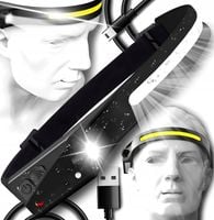 MOCNA LATARKA CZOŁOWA LED REFLEKTOR NA GŁOWĘ COB CZUJNIK RUCHU CZOŁÓWKA