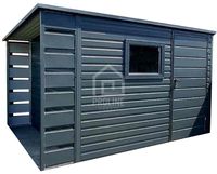 Schowek Domek Ogrodowy 3x2 + wiata 0,5m Drzwi okno dach spad w tył PLG102