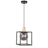 Retro 2 lampa wisząca czarny 1x40W E27 klosz dymiony