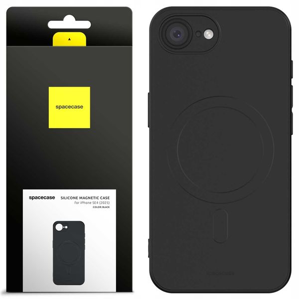 Spacecase Silicone Magnetic Case Iphone 16E Black zdjęcie 1