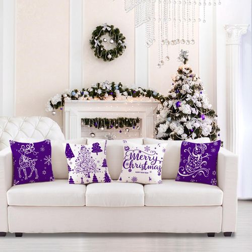 Zestaw 4 Poszewek Bożonarodzeniowych Miaikoe 55x55 cm liliowe na Arena.pl