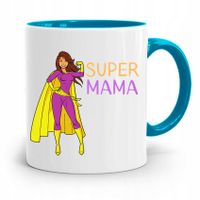 Kubek Błękitny Dla Mamy Dzień Mamy Super Mama Z Nadrukiem Ze Zdjęciem