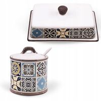 Zestaw kuchenny ceramiczny cukierniczka z łyżeczką i maselcznika do kuchni
