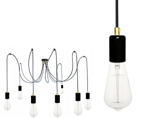 Lampa Wisząca Pająk 7 Czarny Połysk Z Mosiądzem na Arena.pl