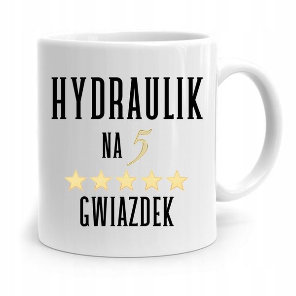 Kubek Prezent Dla Hydraulika Na 5 Gwiazdek Z Nadrukiem Ze Zdjęciem zdjęcie 1