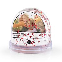 Szklana KULA ŚNIEŻNA ze zdjęciem prezent na WALENTYNKI dla pary