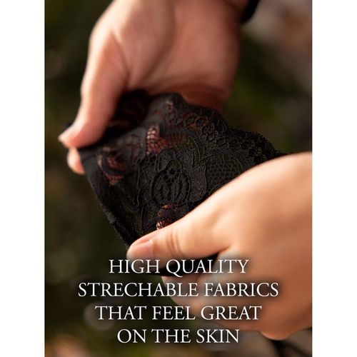 Noel - Elastic Lace Garter With Golden Details - Plus Size na Arena.pl