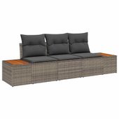 Zestaw Sof na Ogród 3 pcs Szary 239 x 62 x 85 cm Polirattan