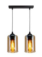 Bistro lampa wisząca czarny 2x40W E27 klosz brązowy
