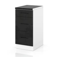 Szafka Kuchenna Stojąca Z Blatem 3 Szuflady 40cm Spremium Czarny Połysk