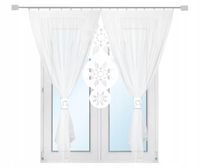 Firana nowoczesna na TARAS BALKON salon ażur ozdoba MANDALA biel 300x250