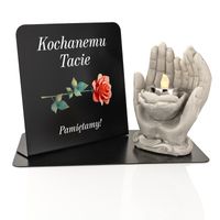 Znicz Dłonie dla Taty Lampka Statuetka Dekoracja na Grób z Personalizacją