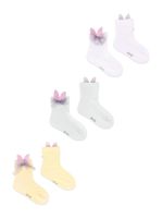 Skarpety dziewczęce z aplikacją 3D królik i kokarda 3PAK 17-19 YOCLUB