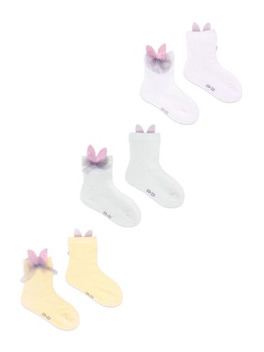 Skarpety dziewczęce z aplikacją 3D królik i kokarda 3PAK 17-19 YOCLUB na Arena.pl