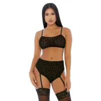 forplay lustful leopard komplet bielizny cami z paskami do pończoch s