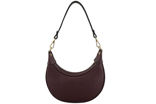 Subtelna mini torebka z miękkim zamszem i złotymi detalami - Bordowa na Arena.pl