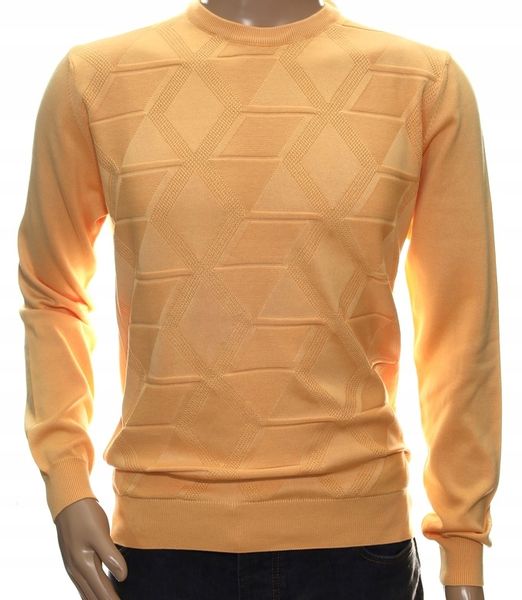 STROKERS klasyczny sweter męski ze wzorem tłoczonym M brzoskwiniowy zdjęcie 2